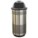 Witt Standard Series Stainless Steel Outdoor Waste Receptacle with Dome Lid - 35 Gallon